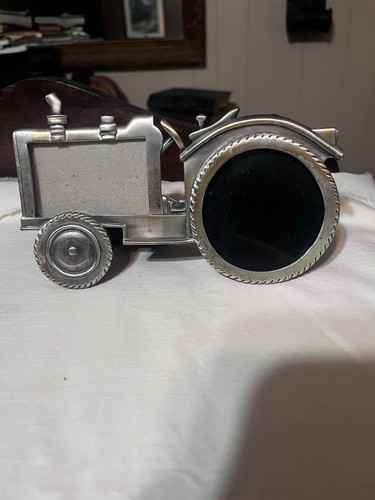 Vintage pewter tractor photo - pewter,